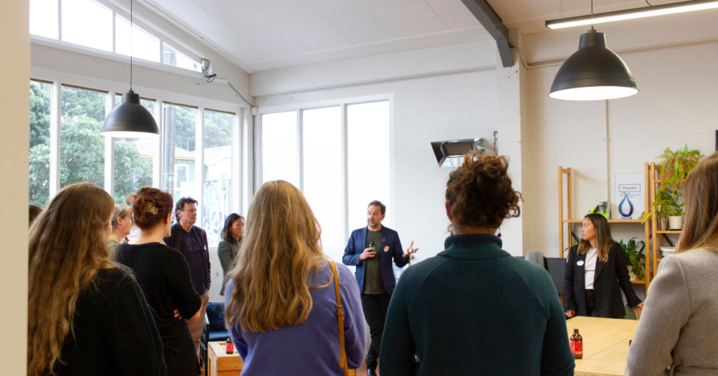 Andrew speaking to a crowd in Wellington