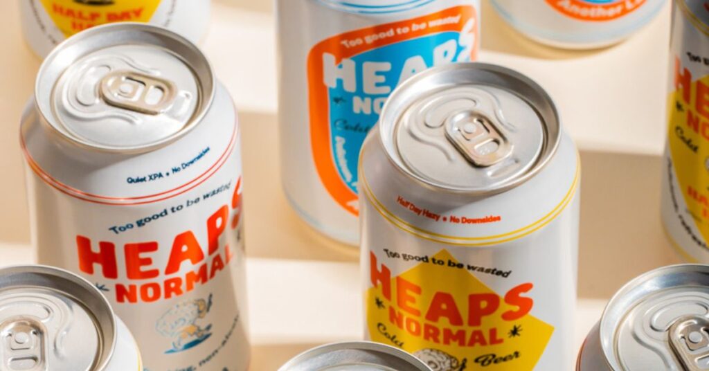 Cans of Heaps Normal's Non-Alcoholic Beers