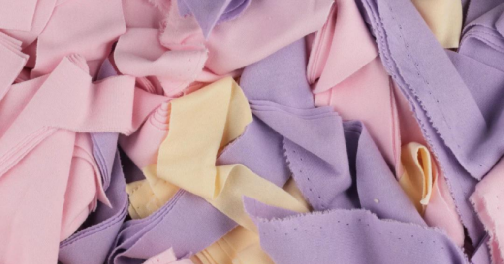 Pink, purple and yellow strips of fabric