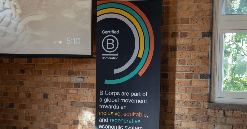 B Corp logo and mission