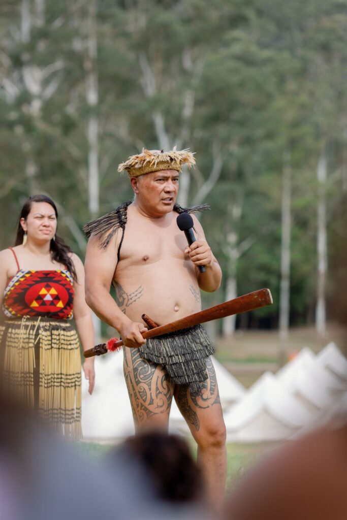 Māori group Te Aranganui speaking to the group