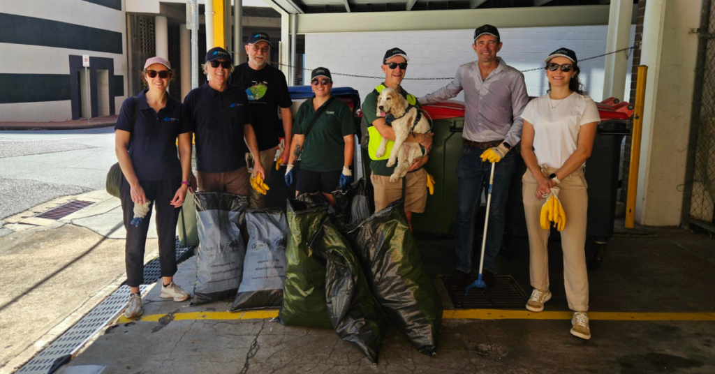 The Losee Consulting team pictured during Clean Up Australia (CUA), after a local street clean-up.