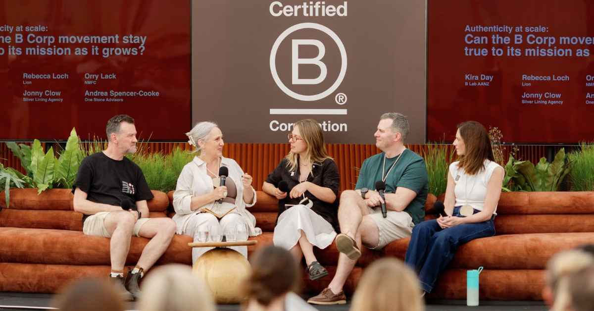Andrea Spencer-Cooke speaking on a panel at B Lab’s Assembly event 2025.